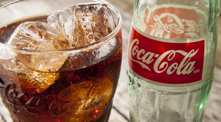 coke bottle and glass