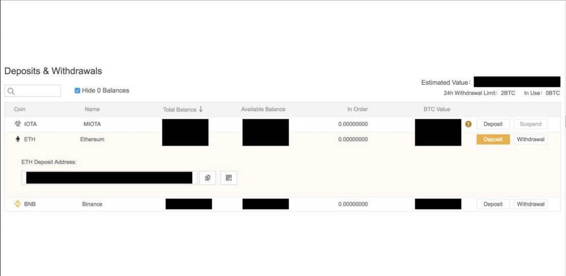 Deposit Withdraw Ethereum Bitcoin Wallet on Binance