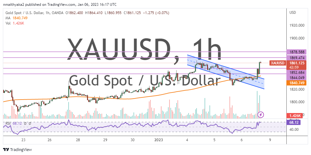 Gold Rallies Above 100-Hour MA After the US Jobs Data