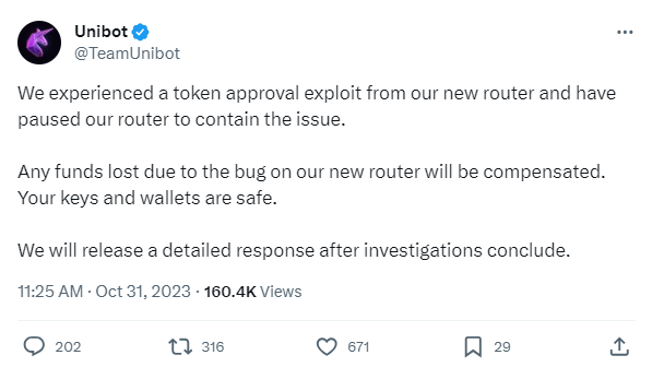 Unibot tweet
