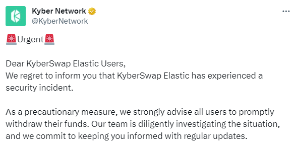 Kyber Network tweet