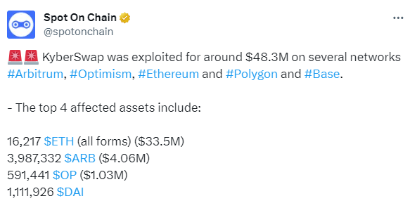 Kyber Swap tweet