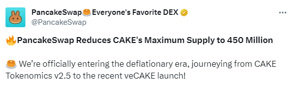 PancakeSwap CAKE token supply