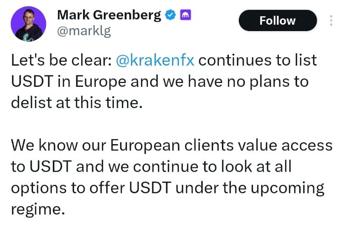 kraken USDT in Europe