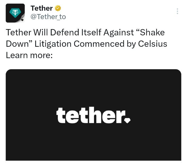 Tether Vows to Defend against Celsius