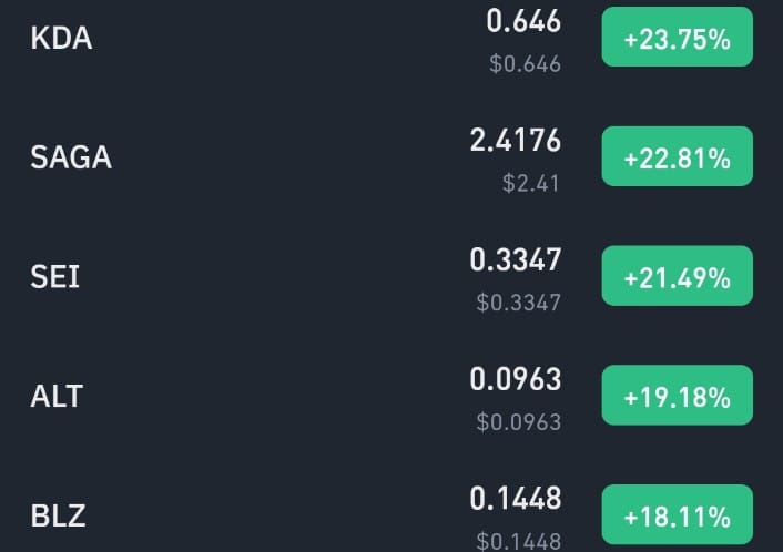 Binance Top Gainers
