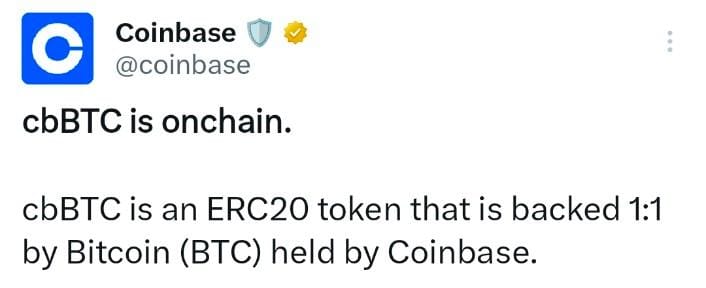 Coinbase Launches cbBTC