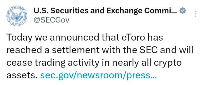eToro fined $1.5 miilion by SEC