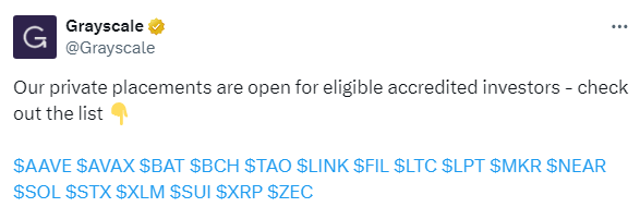 Grayscale Private Placements are open now
