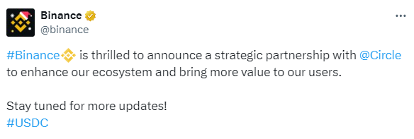 Binance and Circle