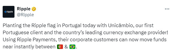 Ripple Enters in Portugal