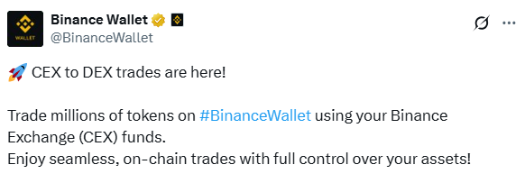 Is CEX to DEX trade Possible
