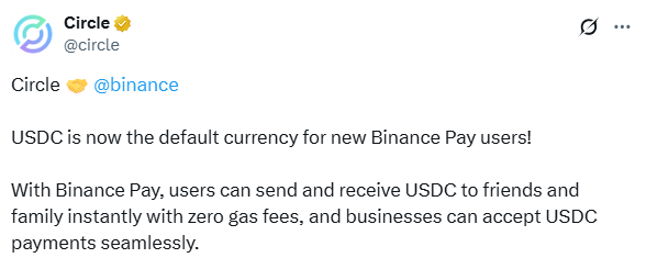 Binance USDC Circle