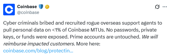 Coinbase data leak