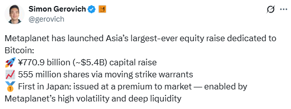 Metaplanet equity raise
