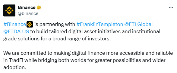 Binance and Franklin Templeton
