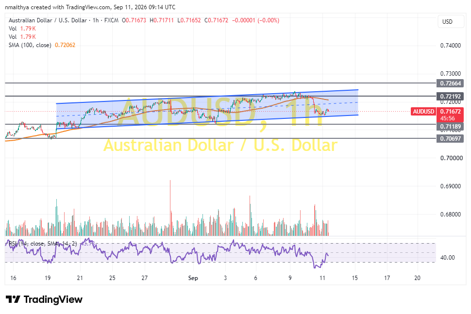 AUD/USD Bounces Off Session Lows to Trade at About 0.7167